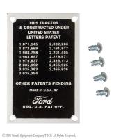 UF82421    Patent Data Plate---Replaces 8N14001 