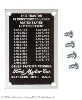 UF82420    Patent Data Plate---Replaces 9N14001