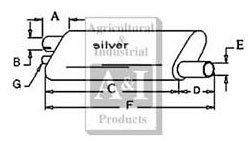 UCA30820     Vertical Oval Muffler---Replaces A147044, CA-29