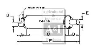 UM31407       Vertical Muffler---Dual Inlets---Replaces 525196M1, 525193M1, MF-33